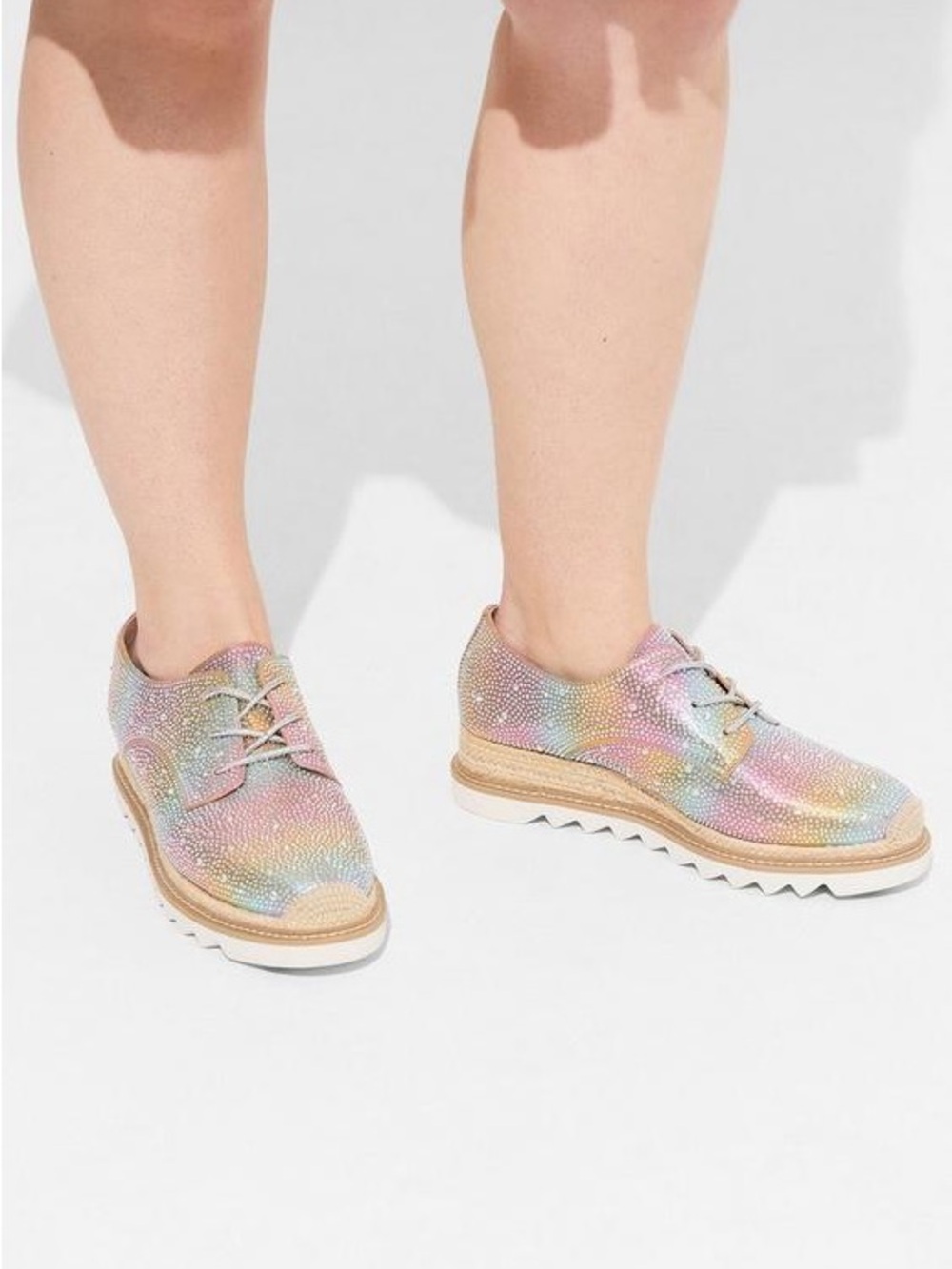 Torrid Pride Embellished Lace-Up Oxford Shoes Size 8WW Extra Wide Width Rainbow